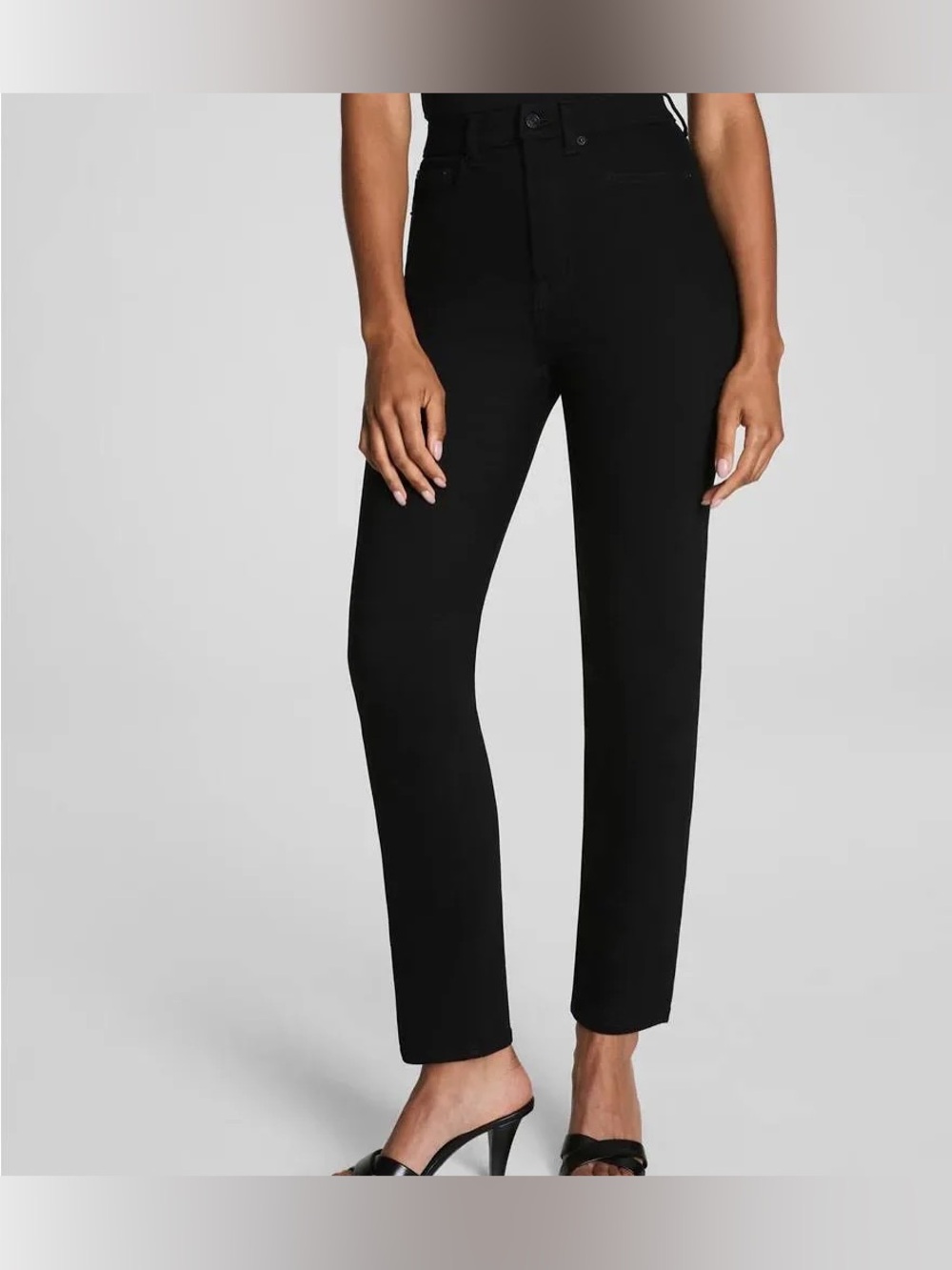 Spanx Spanxsculpt Black Slim Straight Jeans Size 2 High Rise Stretch Sculpting